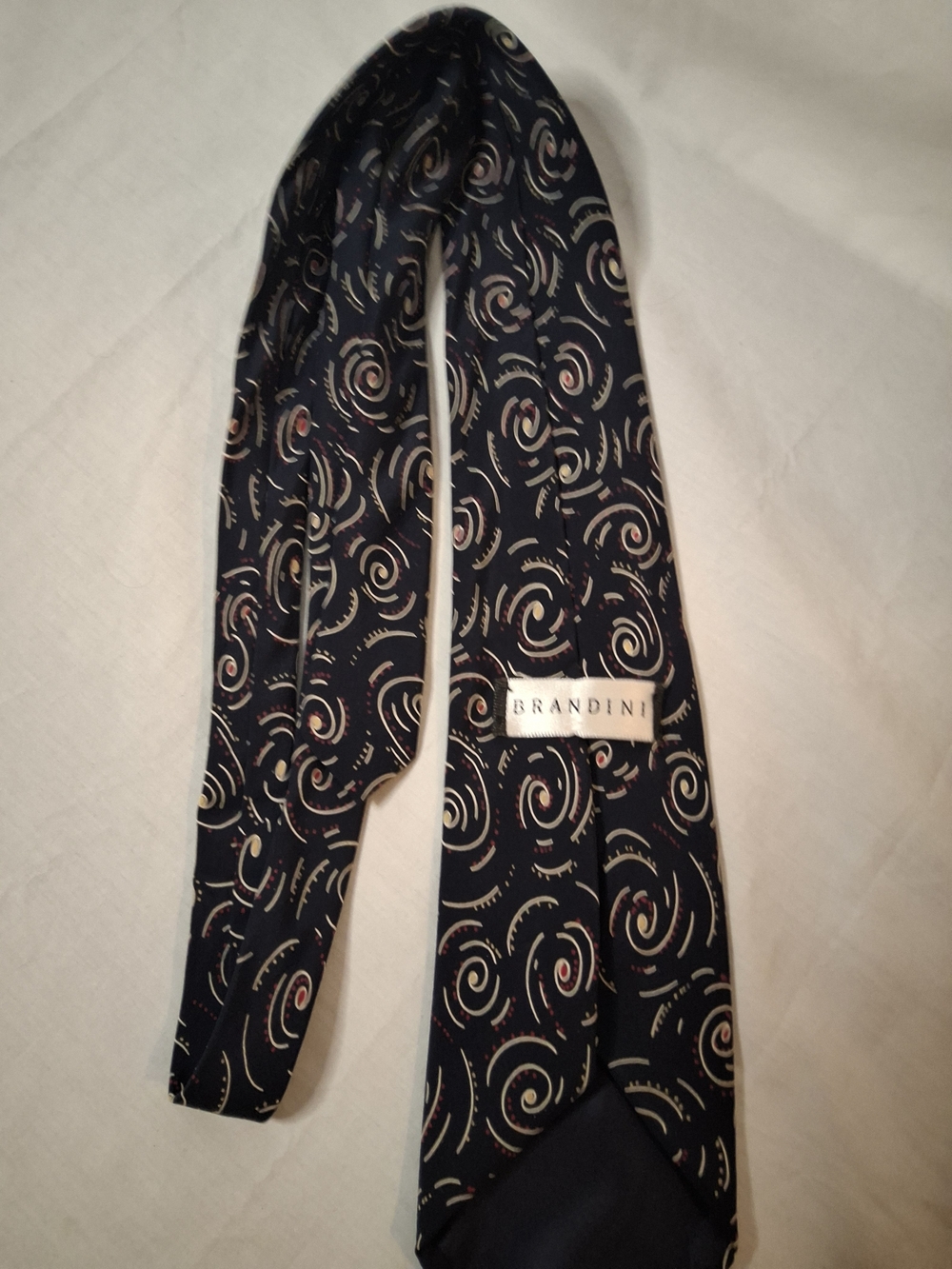Brandini Navy‎ Swirl Pattern Men's Tie
